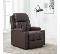 More4Homes Studio Leather Recliner W Drink Holders Armchair Sofa Chair Cinema Gaming (Brown)