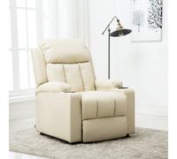 More4Homes Studio Leather Recliner W Drink Holders Armchair Sofa Chair Cinema Gaming Cream