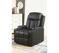 (Black) Studio Recliner W Drink Holders Armchair Sofa Bonded Leather Chair Reclining Cinema