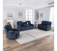 More4Homes Sydney 1+2+3 Seater Fabric Manual Recliner Sofa Set Blue
