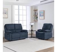 More4Homes Sydney 1+2 Seater Fabric Manual Recliner Sofa Set in Blue More4Homes Blue