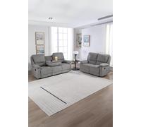 More4Homes Sydney 2+3 Seater Fabric Manual Recliner Sofa Set in Grey More4Homes Grey