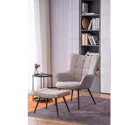 More4Homes Vera Fabric Occasional Living Room Modern Accent Chair with Footstool in Light Grey More4Homes Light Grey