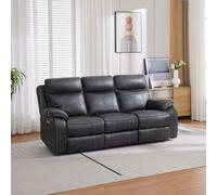 More4Homes Vinson Electric Recliner 3 Seater Sofa Air Leather With Built-In Plugs & Usb-C Charging (Charcoal)