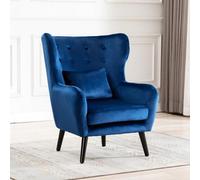 More4Homes Winslow Wing Back Occasional Bedroom Living Room Button Back Velvet Fabric Accent Chair Armchair (Blue)