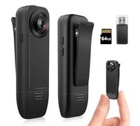 More9Room 1080P Mini Body Camera with Audio and Video Body Worn Camera with 64GB Memory Card Loop Storage Body Cam Wearable Police Camcorder for Hiking,Walking,Travaling