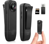 More9Room 1080P Mini Body Camera with Audio and Video Body Worn Camera with 64GB Memory Card Loop Storage Body Cam Wearable Police Camcorder for Hiking,Walking,Travaling