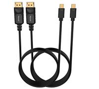 Moread Mini DisplayPort to DisplayPort Cable, 6 Feet, 2 Pack, Gold-Plated Thunderbolt to DisplayPort (Mini DP to DP) Cable 4K Resolution Ready - Black