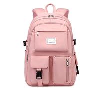 MOREASE Girls Backpack School Bags, Large Capacity Rucksack Secondary Middle High School Multi-Pocket Backpack Waterproof School Backpacks for Children Teen Girls (Pink)