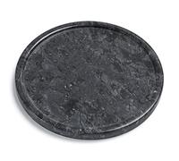 Moreast Genuine Black Marble Round Tray, High End Decorative Tray for Bathroom, Kitchen, Dresser and Vanity (Black 8")