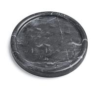 Moreast Genuine Black Marble Tray - Natural Stone Round Decorative Tray for High End Bathroom, Kitchen, Dresser, Vanity (Black 5.5")