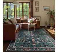 Morebes Boho Living Room Rug 8x10, Washable Kids Playroom Area Rug Non Slip, Soft Large Botanical Flower Indoor Floor Throw Carpet for Bedroom Nursery Dining Room, Dark Green
