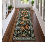Morebes Butterfly 2x8 Runner Rugs with Rubber Backing, Floral Washable Kitchen Runner, Super Soft Long Bathroom Rugs Runner Indoor Throw Carpet for Bedroom Laundry Room Entryway, Black/Multi