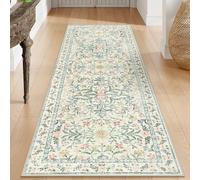 Morebes Washable Runner Rug 2x6,Bathroom Runner Rugs 24 x 72 Non Slip Washable,Vintage Boho Ultra-Thin Indoor Throw Carpet Runner for Hallway Entry Bedroom Laundry Room, Cream/Multi