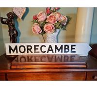 Morecambe Aged Basic Old Style British Road Sign Beach Lancaster
