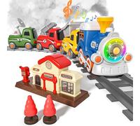 MORECOLL Train Set for Toddlers w/Steam, Music & Lights - First Choo Choo Train for Toddlers, Magnetic Connection, Christmas Birthday Gifts for Boys Girls