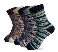 MORECOO Socks for Women - Christmas Gifts for Women - Stocking Stuffers - Thick Wool Soft Warm Cozy Crew Womens Socks, C-multi Color 13, 5-9