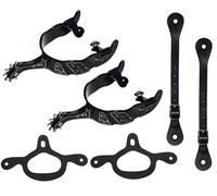 MORECP 2 Pack Premium Spurs, Durable Stainless Steel Western English Horse Spurs with Rotatable Gear, 2 Adjustable Leather Straps for Equestrian Riding