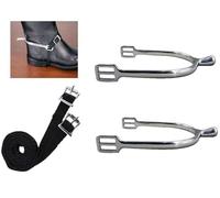 MORECP 2PCS Ladies Blunt Spur Horse Spurs - Knob End Spurs with Rounded Branches, Western Cowboy Spurs, 18/8 Stainless Steel, Paired with 1 pair PP woven tape Spurs Belt