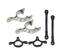 MORECP Premium Western English Horse Spurs, 2 Pack Stainless Steel Spurs, Rotatable Gear with Adjustable Leather Belt and Tie Down Straps, Equestrian Riding Gear