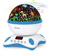 Moredig Baby Projector Night Light, Night Light Kids Projector with 12 Music and Timer, Remote Kids Light for Bedroom with 8 Lighting Modes Gifts for Baby Boy - Blue [Energy Class A]