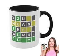 Moreeulsi 11oz Wordle Coffee Mug with Handle, Wordle Inspired Ceramic Coffee Mug, Wordle Word Game Lover's Mug, Ceramic Funny Word Coffee Mug, Fun Wordle Coffee Mug