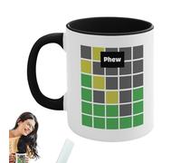 Moreeulsi 11oz Wordle Coffee Mug with Handle, Wordle Inspired Ceramic Coffee Mug, Wordle Word Game Lover's Mug, Ceramic Funny Word Coffee Mug, Fun Wordle Coffee Mug