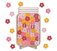 Moreeulsi 25x15cm Flowers Reward Jar For Kids, Incentive Jar For Children Behaviour, Reward Jar With Star Tokens, Good Behaviour Chart Reward Pot, Personalised Star Flower Reward Jars For Children