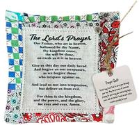 Moreeulsi 2piece Prayer Quilt Squares, 10cm Symbolism Poems Quilts, Symbolism Poems Quilts With Wooden Crosses Inside, Colorful Quilts Vintage Prayer Quilt Squares Hand-Sewn