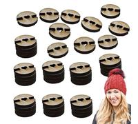 Moreeulsi 50piece Buttons for Pom Poms for Hats, Knitted Hat Making Fastener Tool, Crochet Wooden Buttons for Crafts, Holders for Knit Hat Beanies Toques, Crochet Wooden Button