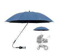 Moreeulsi 90x82cm Umbrella for Stroller with Clamp, 360° UV Protection Pram Canopy for Trolley B-IKE, Pram Parasol Clip Sun Shade, Large Uv Protection Sun Umbrella for Stroller with Clamp