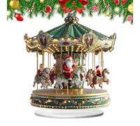 Moreeulsi Christmas Carousels, 2D Acrylic Santa Carousels Ornament, 17.1x20cm Santa Carouseln Holiday Figurine, Go Round Merry Christmas Tabletop Ornaments For Bedroom Kitchen Office Indoor Porch