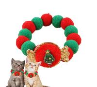Moreeulsi Christmas Cat Collar - Cute Bow Plush Ball Cat Tie Collar,Soft Colorful Dog Outfit Decorations Adjustable Cat Costume Accessories for Kitty Cats Puppies