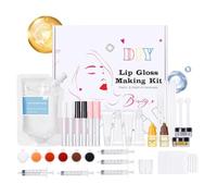 Moreeulsi DIY Lip Gloss Making Kit, Beginner Lip Gloss Kit, Handmade Moisturizing Set for Women Girls Kids Teen Beginner Princess Makeup Lover