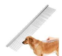 Moreeulsi Dog Grooming Comb | Stainless Steel Pet Grooming Dog Comb | Pet Grooming Brush Metal Comb for Hair Removal, Sturdy and Smooth for Dog, Cat, Puppy