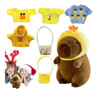 Moreeulsi Dress Up Capybara Plush, 23cm Dre-ss Up Capyba-ra Plus-h Toy, Cute Stuffed Animal Toys, D-ress Up Cartoon Doll, Stuffed Toy With Sweaters Hat Bags