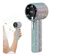 Moreeulsi Handheld Fan Rechargeable - Rhinestone Small Portable Hand Held Fan | Quiet Air Circulator LED Display Rechargeable for Kids School Picnic Camping Vacation Desk Summer Beach