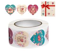 Moreeulsi Heart Stickers, Heart Shape Self Adhesive Label | Valentine's Day Love Stickers Roll,for Wedding Card Envelope Sealing Scrapbooking Decoration