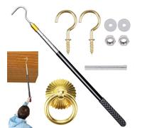 Moreeulsi Ladder Pull Down System, Practical Loft Attic Ladder Pull Down System Kit, Attic Pull Down System Hook Parts Replacement, Extension Pole And Copper Storage Hook, 56-164cm