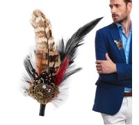 Moreeulsi Multifunctional Backpack Brooch, Steampunk Gear Brooch Pin For Female With Feather Gear Hair Clip, Feather Brooch Pin, Steampunk Brooch Pin, PunkStyle Gear Clock Feather Brooch Clip, 10cm