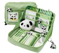 Moreeulsi School Supplies Kit - Aesthetic Stationery Set | Panda Design Stick Notes Pens Pendants Case Kit for Home Kids Kindergarten Students College Boys Girls
