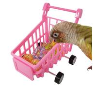 Moreeulsi Shopping Cart for Birds - Supermarket Handcart Toy for Parrots | Bird Training Toys Parrot Intelligence Toy Tiny Shopping Cart Toy for Parrots and Birds Trick Tabletop Toys