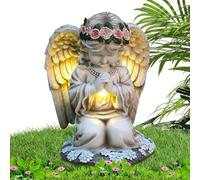 Moreeulsi Solar Angels for Outside Garden - Resin Praying Angel Garden Decor with Solar Lights | Waterproof Decorative Outdoor Sculpture for Patio Porch Yard Balcony Cemetery Grave