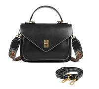 MoreFarther Genuine Leather Crossbody Bags for Women Lightweight Handbag Commuter Travel Purse with Adjustable Dual Strap, Black, Fashion