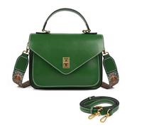 MoreFarther Genuine Leather Crossbody Bags for Women Lightweight Handbag Commuter Travel Purse with Adjustable Dual Strap, Green