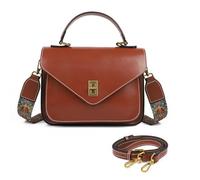 MoreFarther Genuine Leather Crossbody Bags for Women Lightweight Handbag Commuter Travel Purse with Adjustable Dual Strap, Brown