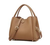 MoreFarther Leather Cross Body Bags for Women, Bucket Shoulder Handbags with Detachable Adjustable Strap, Large Capacity Women's Top-Handle Tote Purses for Work School Travel (Brown)