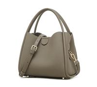 MoreFarther Leather Cross Body Bags for Women, Bucket Shoulder Handbags with Detachable Adjustable Strap, Large Capacity Women's Top-Handle Tote Purses for Work School Travel (Grey)