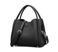 MoreFarther Leather Cross Body Bags for Women, Bucket Shoulder Handbags with Detachable Adjustable Strap, Large Capacity Women's Top-Handle Tote Purses for Work School Travel (Black)