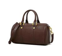 MoreFarther Leather Handbags for Women, Boston Crossbody Bags with Adjustable Detachable Strap and Zipper Closure, Women's Top Handle Tote Purses for Work School Travel (Brown)